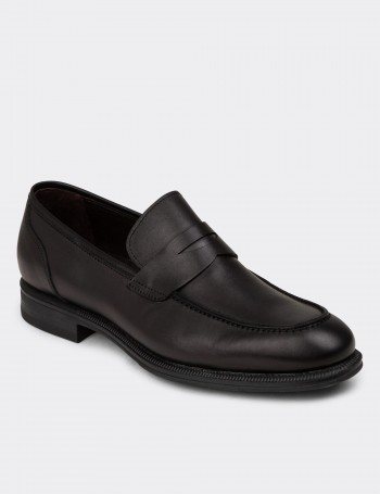Men's Black Leather Loafers