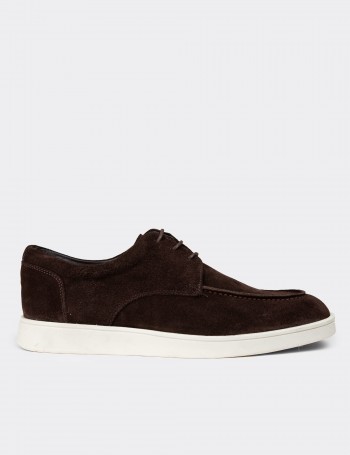 Men's Brown Suede Leather Lace-up Footwear