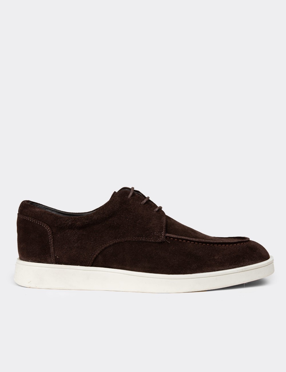 Men's Brown Suede Leather Lace-up Footwear - 01996MKHVC01