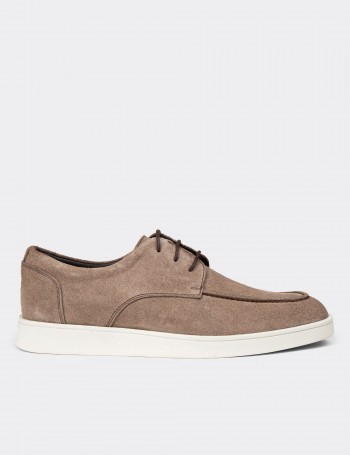 Men's Sandstone Suede Leather Lace-Up Footwear