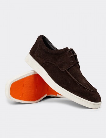 Men's Brown Suede Leather Lace-up Footwear