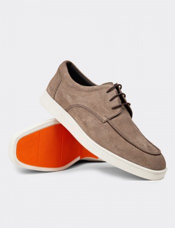 Men's Sandstone Suede Leather Lace-Up Footwear