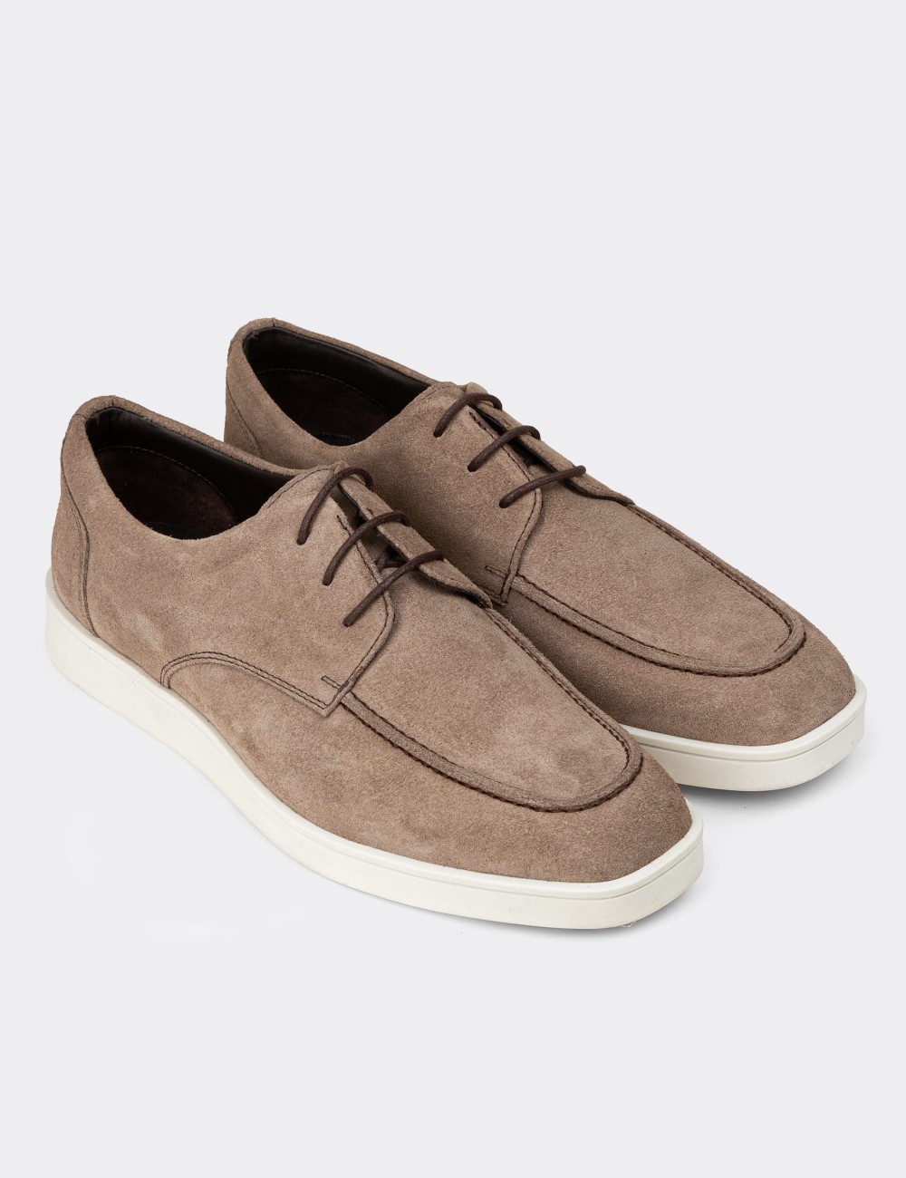 Men's Sandstone Suede Leather Lace-Up Footwear - 01996MVZNC01