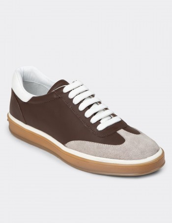 Men's Brown Leather Lace-up Footwear