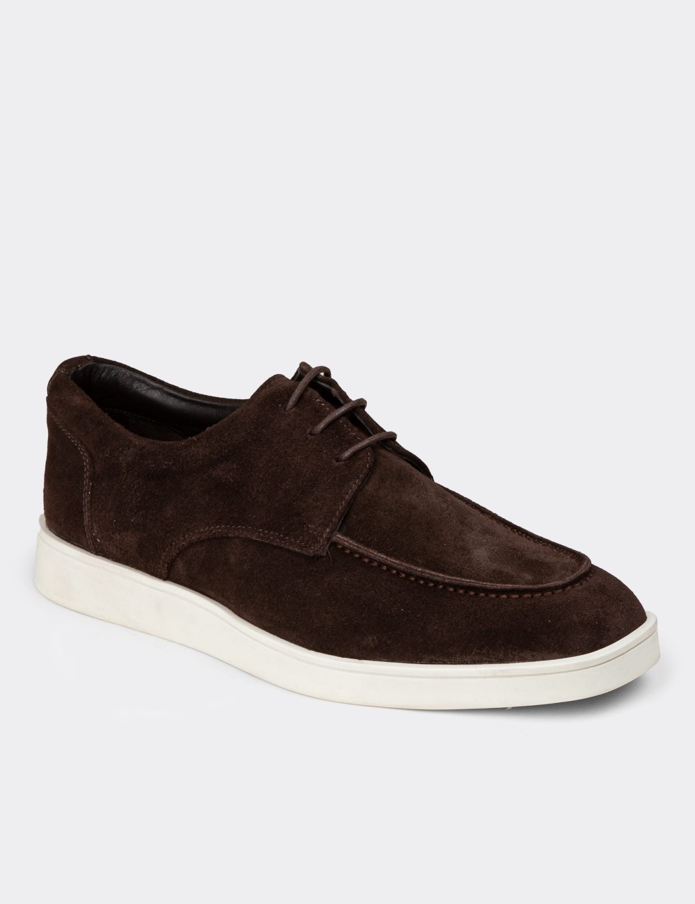 Men's Brown Suede Leather Lace-up Footwear - 01996MKHVC01