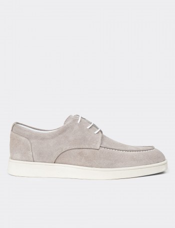Men's Gray Suede Leather Lace-up Footwear