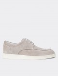 Men's Gray Suede Leather Lace-up Footwear