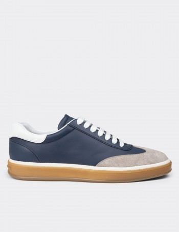 Men's Navy Leather Lace-up Footwear