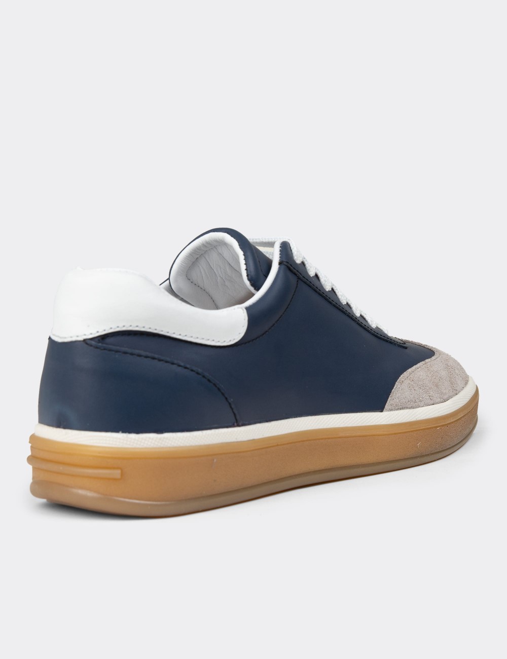 Men's Navy Leather Lace-up Footwear - 01997MLCVC01