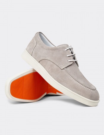 Men's Gray Suede Leather Lace-up Footwear