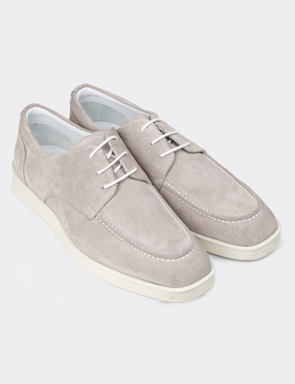 Men's Gray Suede Leather Lace-up Footwear - 01996MGRIC01