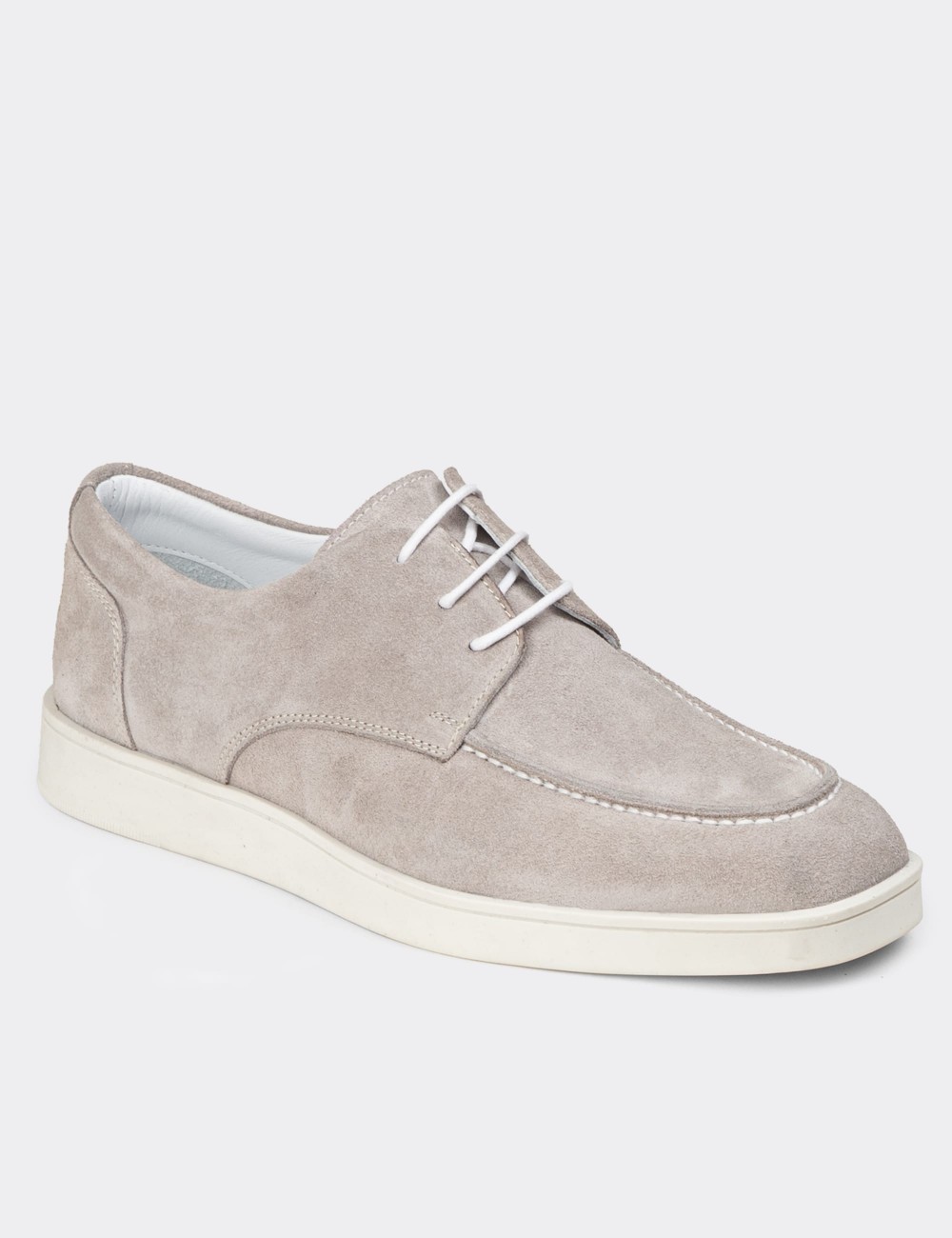Men's Gray Suede Leather Lace-up Footwear - 01996MGRIC01