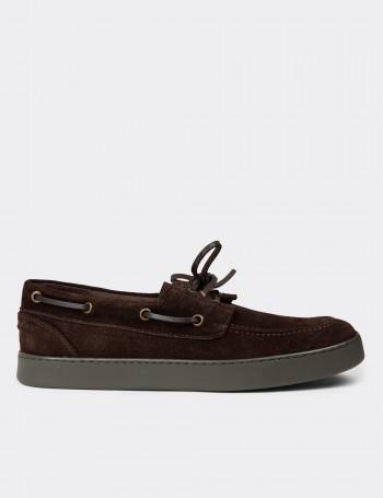 Men's Brown Suede Leather Lace-up Footwear