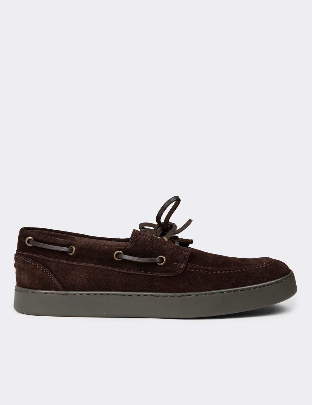 Men's Brown Suede Leather Lace-up Footwear - 01952MKHVC03
