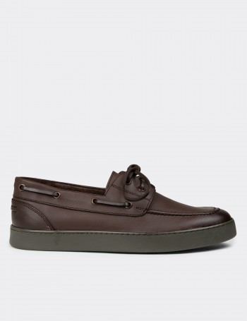 Men's Brown Leather Lace-up Nautical Shoes