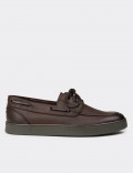 Men's Brown Leather Lace-up Nautical Shoes