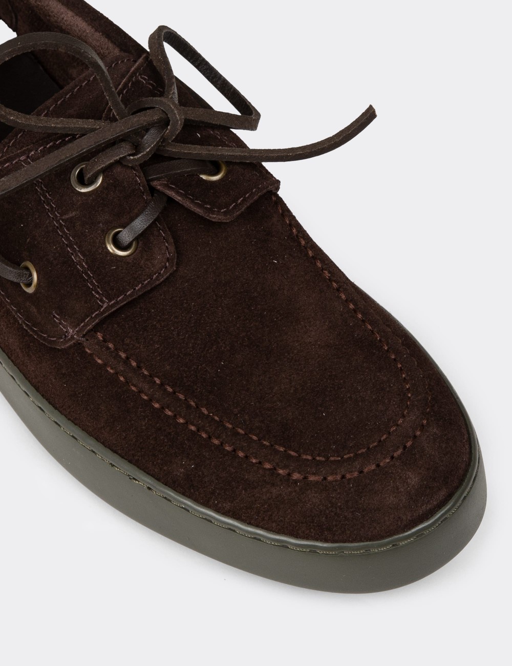 Men's Brown Suede Leather Lace-up Footwear - 01952MKHVC03
