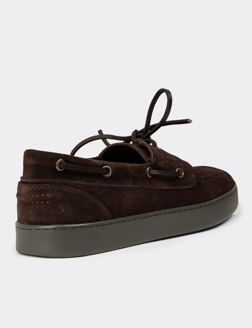 Men's Brown Suede Leather Lace-up Footwear - 01952MKHVC03