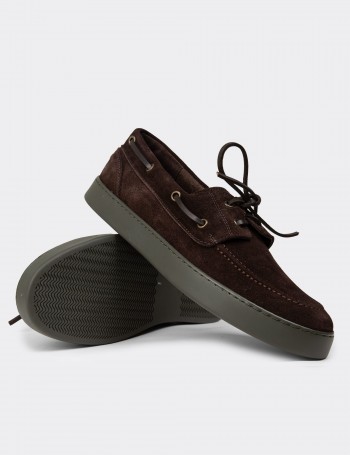Men's Brown Suede Leather Lace-up Footwear