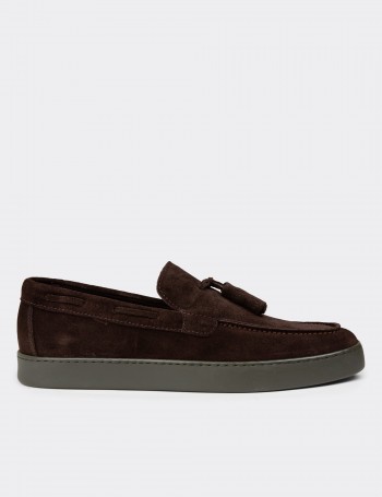 Men's Brown Suede Leather Loafers