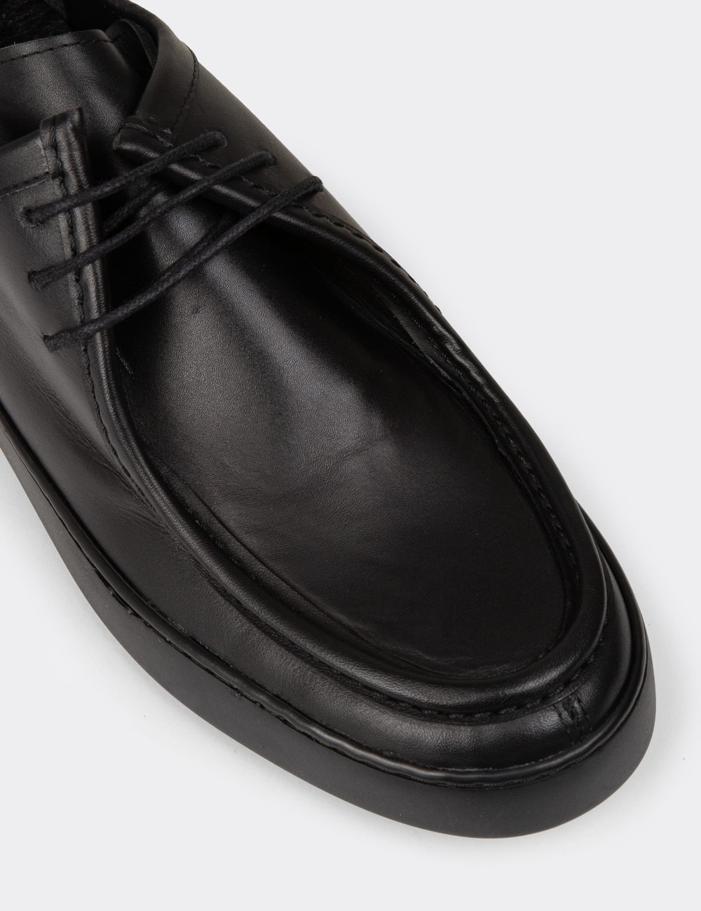 Men's Black Leather Lace-Up Shoes - 01926MSYHC05