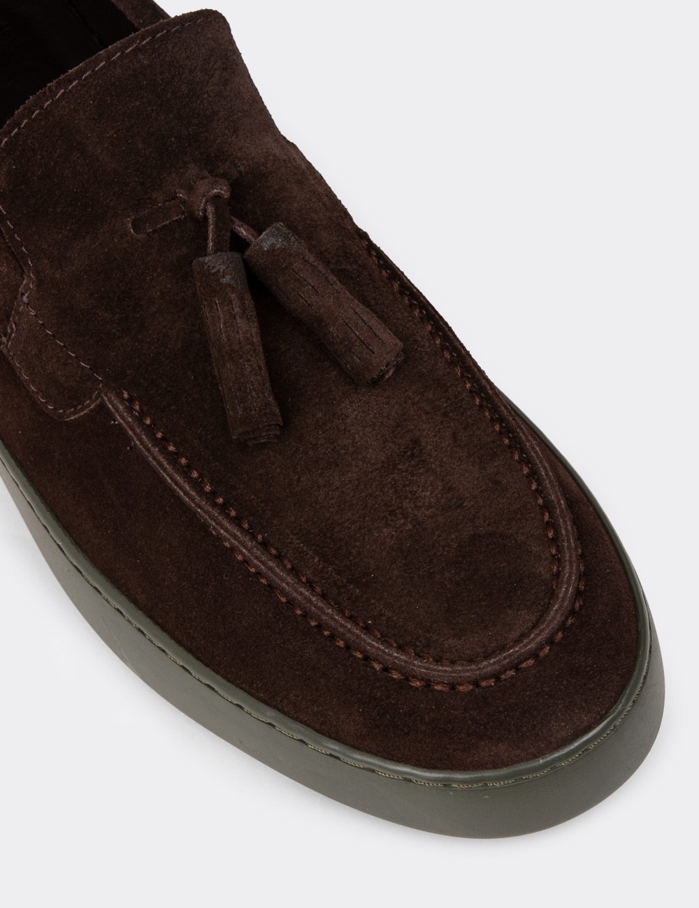 Men's Brown Suede Leather Loafers - 01994MKHVC01