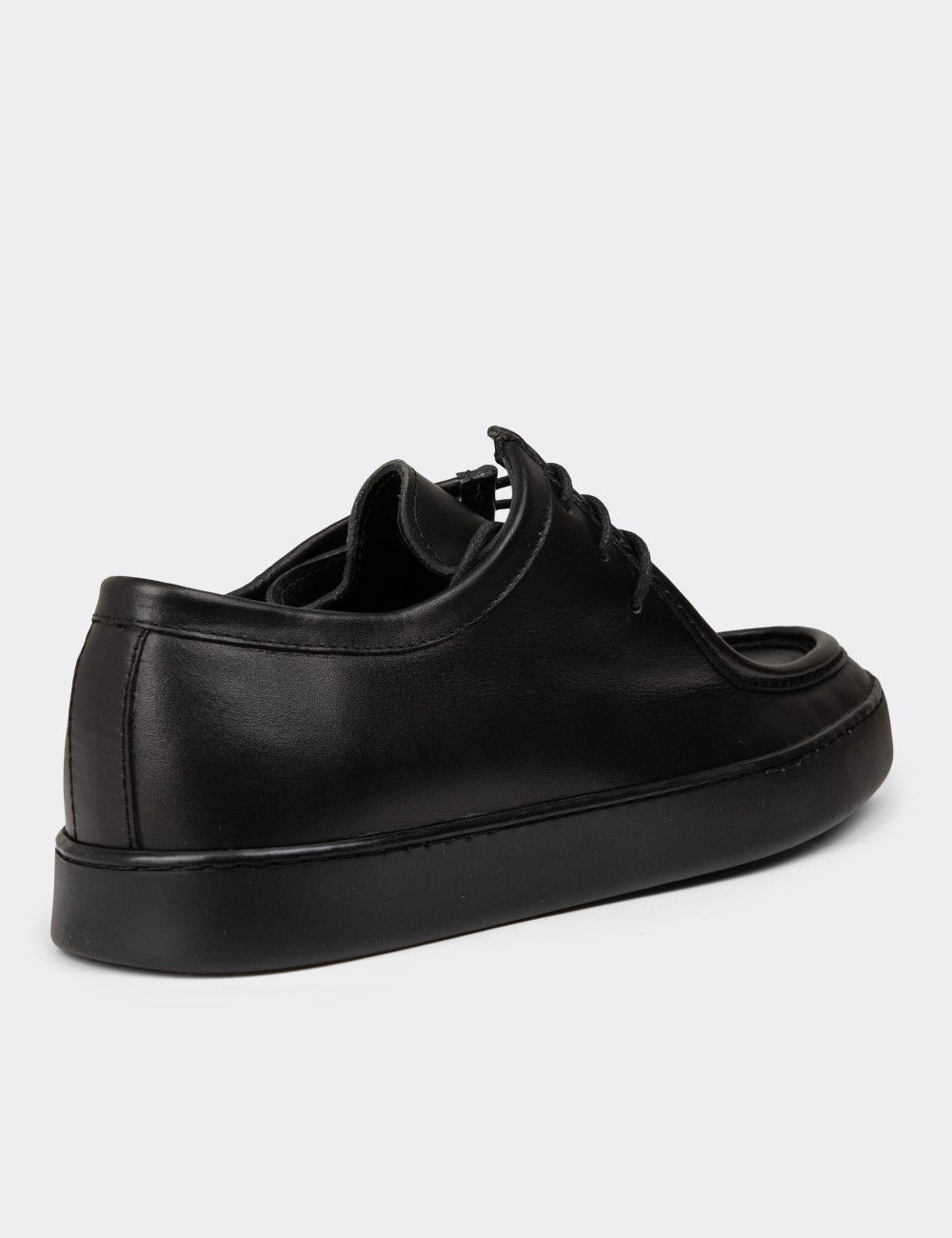 Men's Black Leather Lace-Up Shoes - 01926MSYHC05