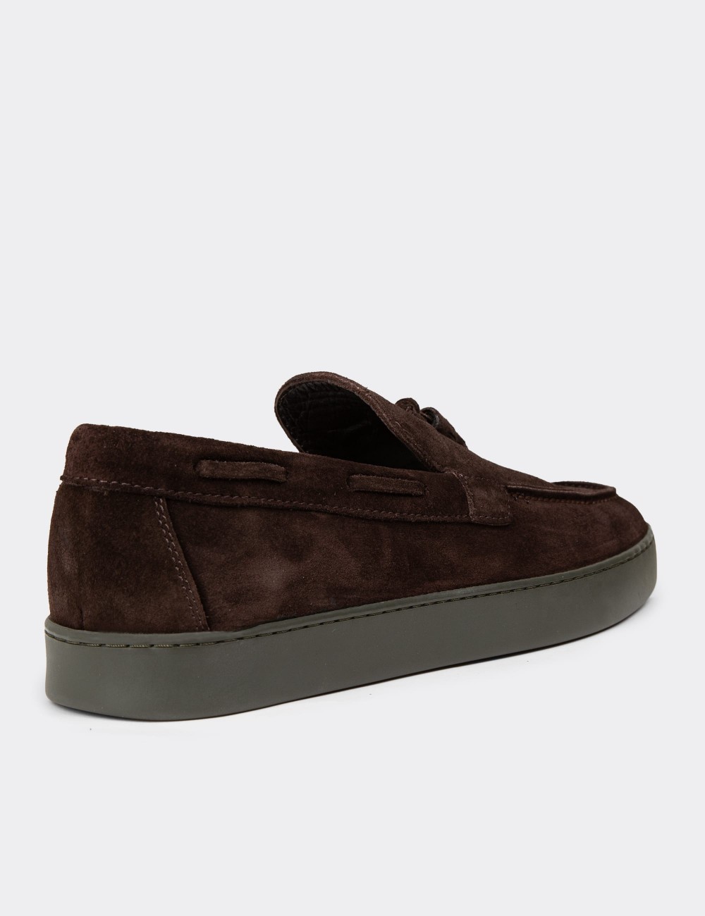 Men's Brown Suede Leather Loafers - 01994MKHVC01
