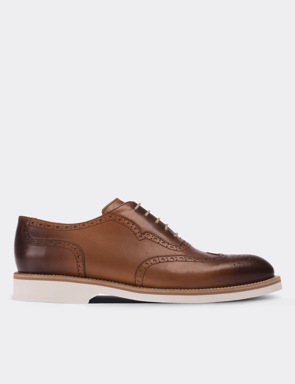 Tan  Leather Lace-up Shoes - 01676MTBAE01