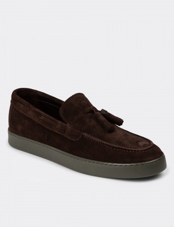 Men's Brown Suede Leather Loafers