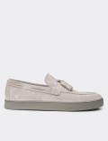Men's Gray Suede Leather Slip-On Shoes