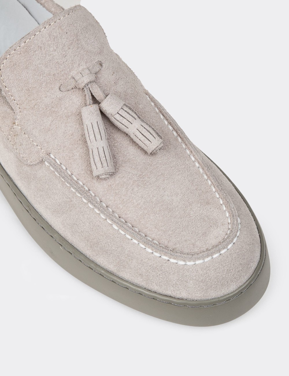 Men's Gray Suede Leather Slip-On Shoes - 01994MGRIC01