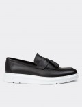 Men's Black Leather Loafer Shoes