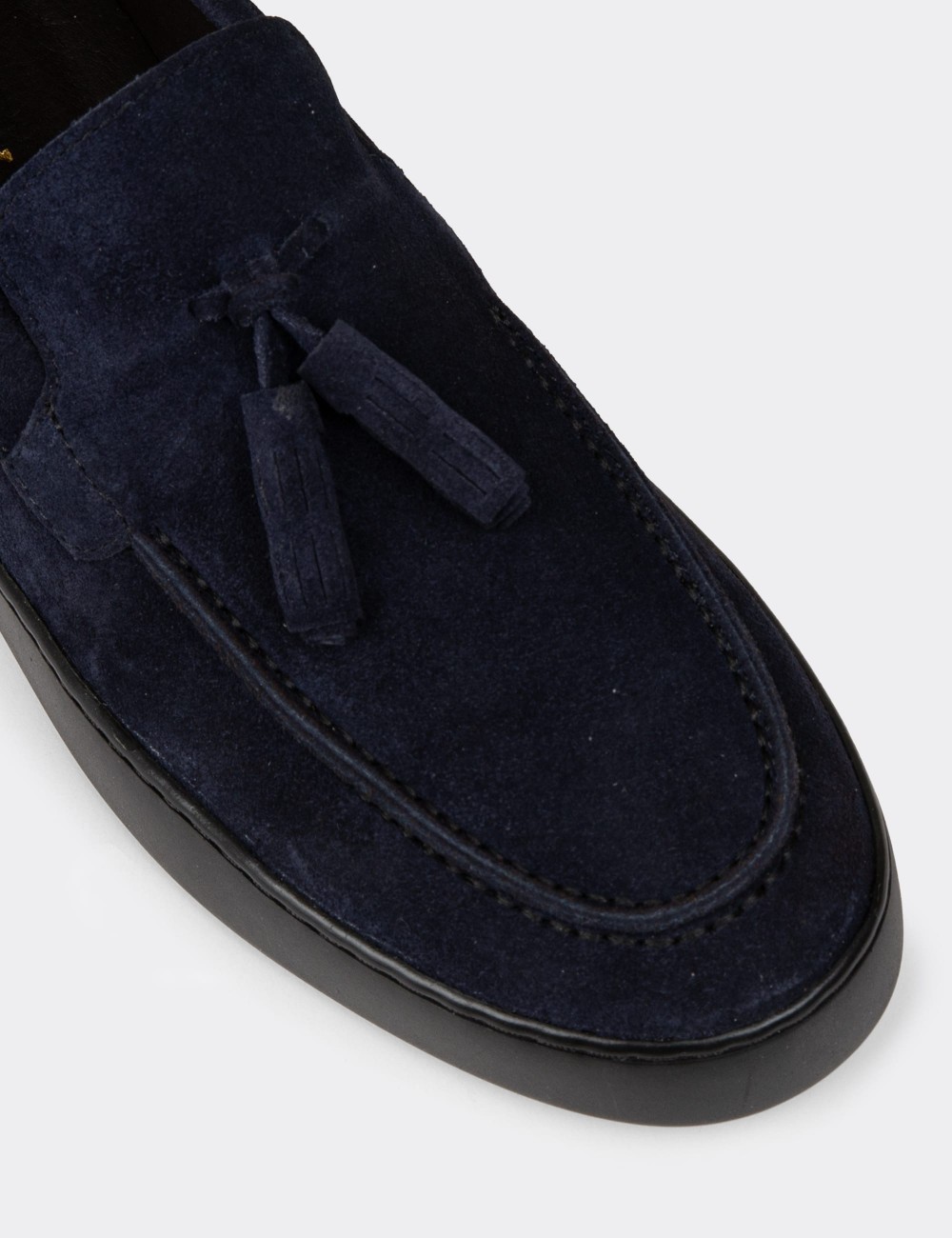 Men's Navy Suede Leather Loafers - 01994MLCVC01