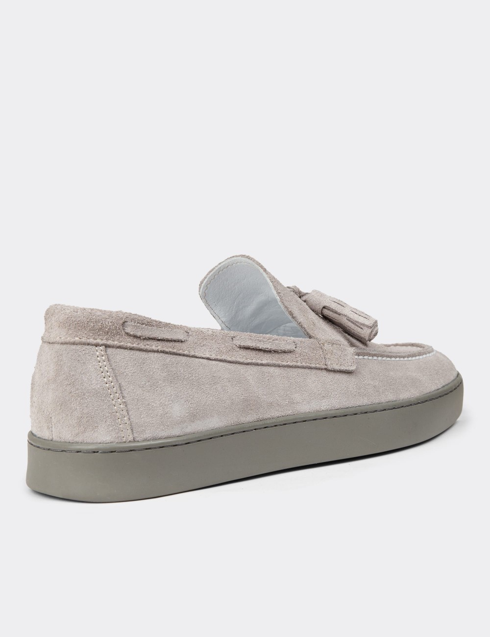 Men's Gray Suede Leather Slip-On Shoes - 01994MGRIC01