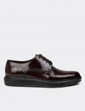 Men's Burgundy Leather Lace-up Comfort Footwear