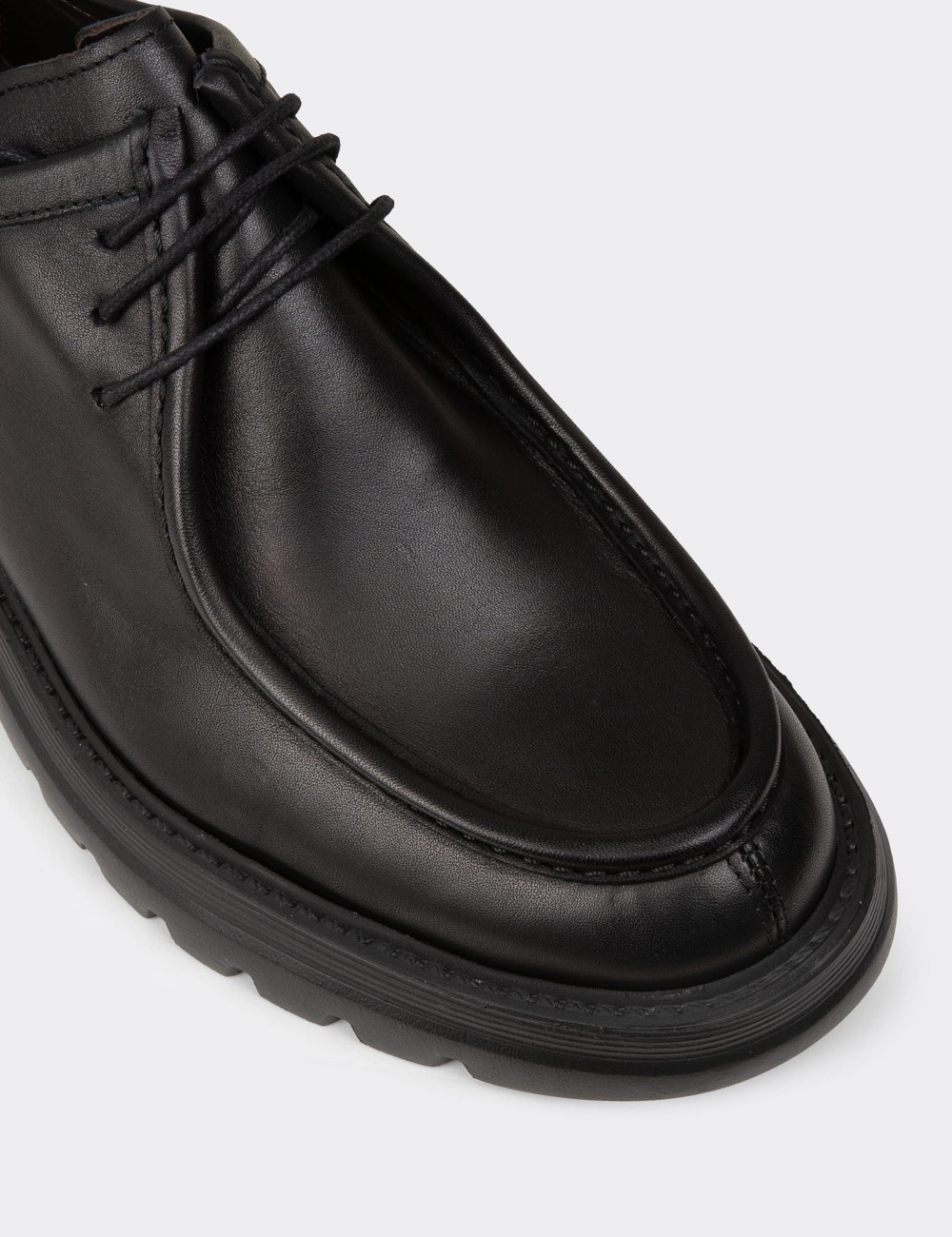 Men's Black Leather Lace-up Footwear - 01926MSYHE01