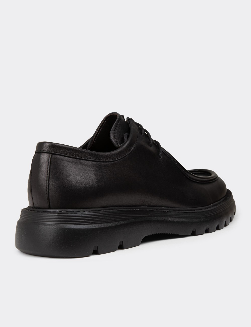 Men's Black Leather Lace-up Footwear - 01926MSYHE01