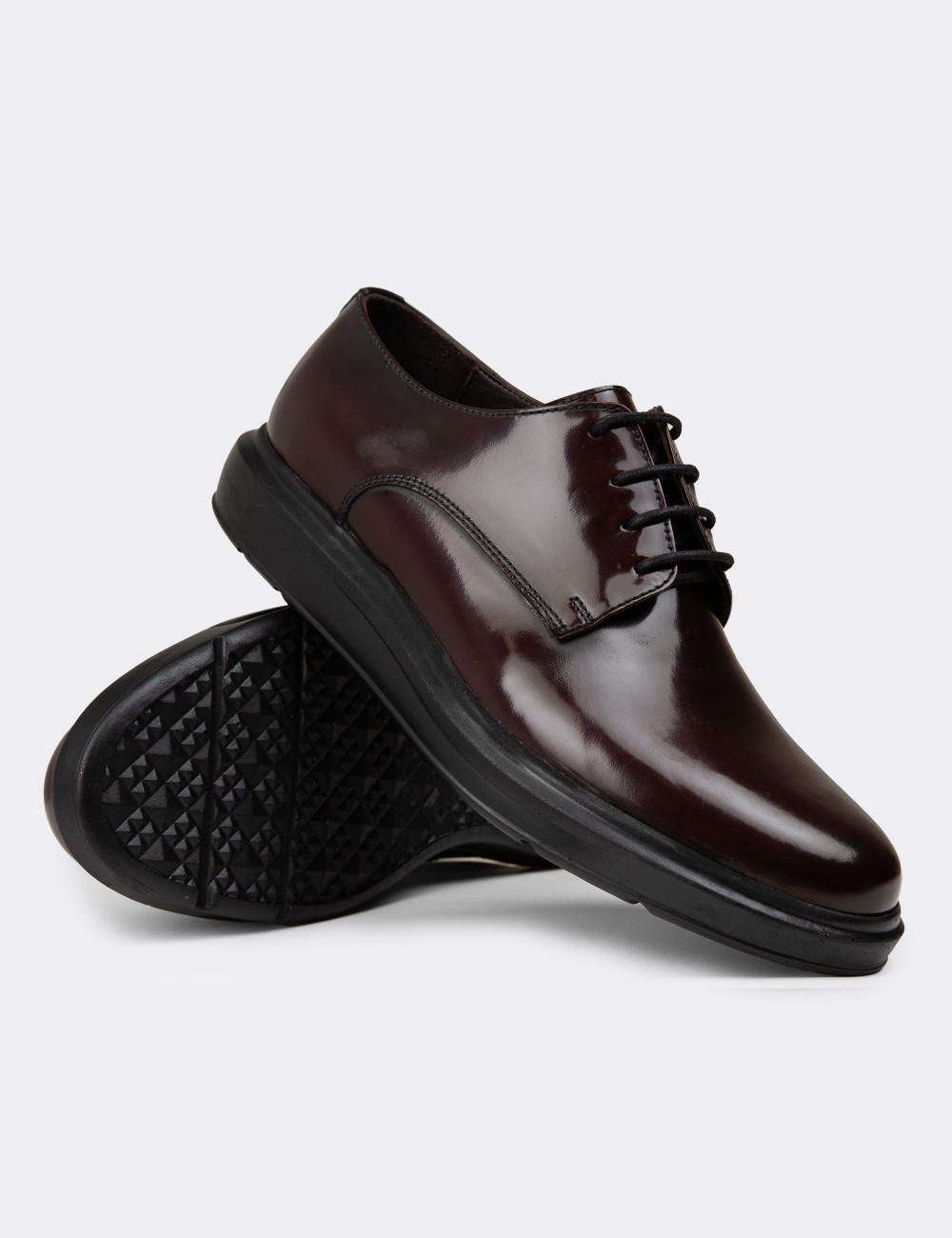 Men's Burgundy Leather Lace-up Comfort Footwear - 01932MBRDP01