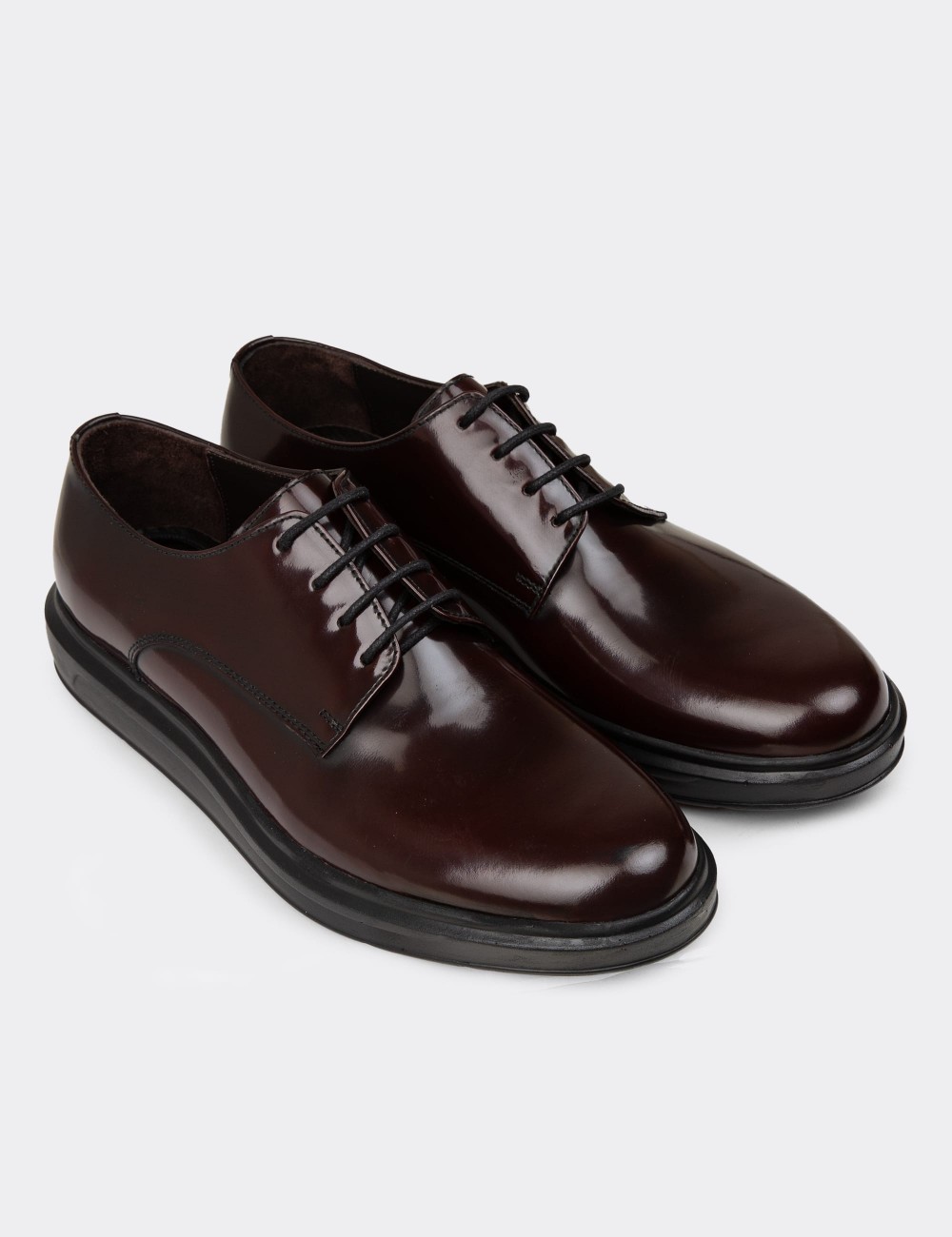 Men's Burgundy Leather Lace-up Comfort Footwear - 01932MBRDP01