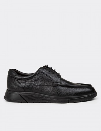 Men's Black Leather Lace-up Footwear