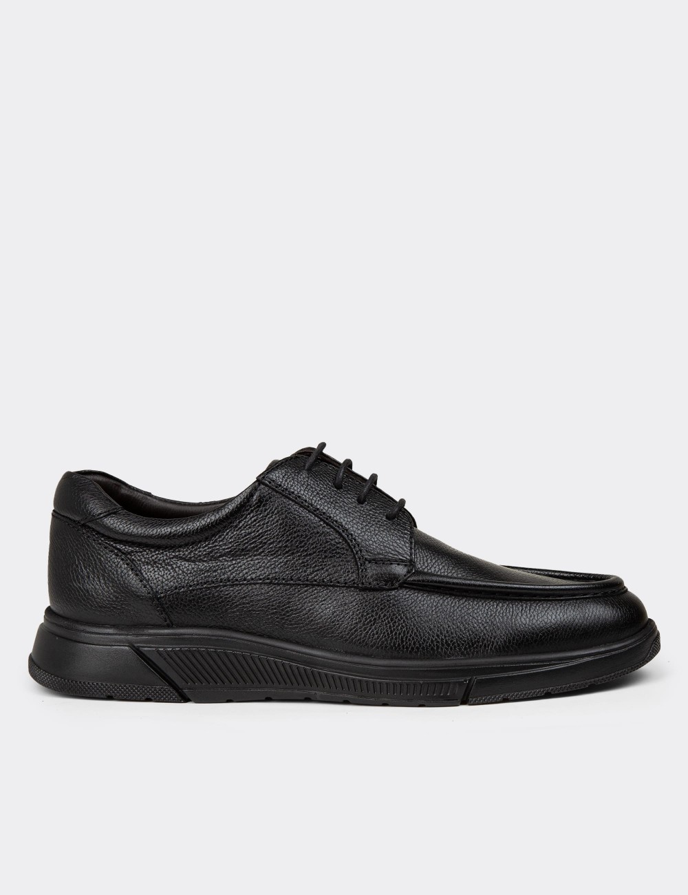 Men's Black Leather Lace-up Footwear - 01998MSYHC01