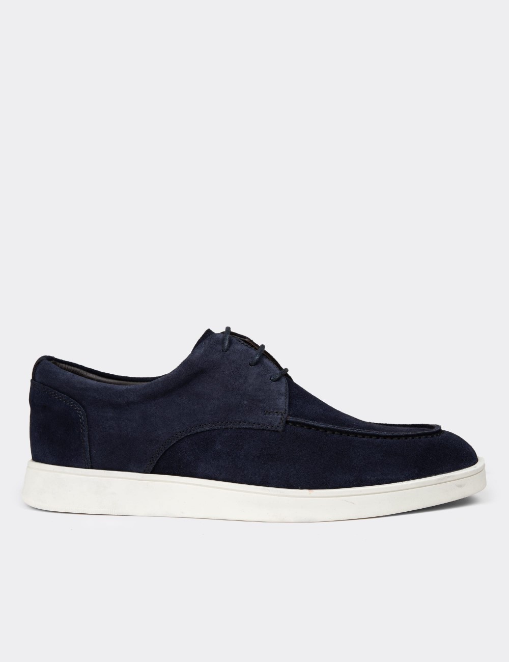 Men's Navy Suede Leather Lace-Up Footwear - 01996MLCVC01