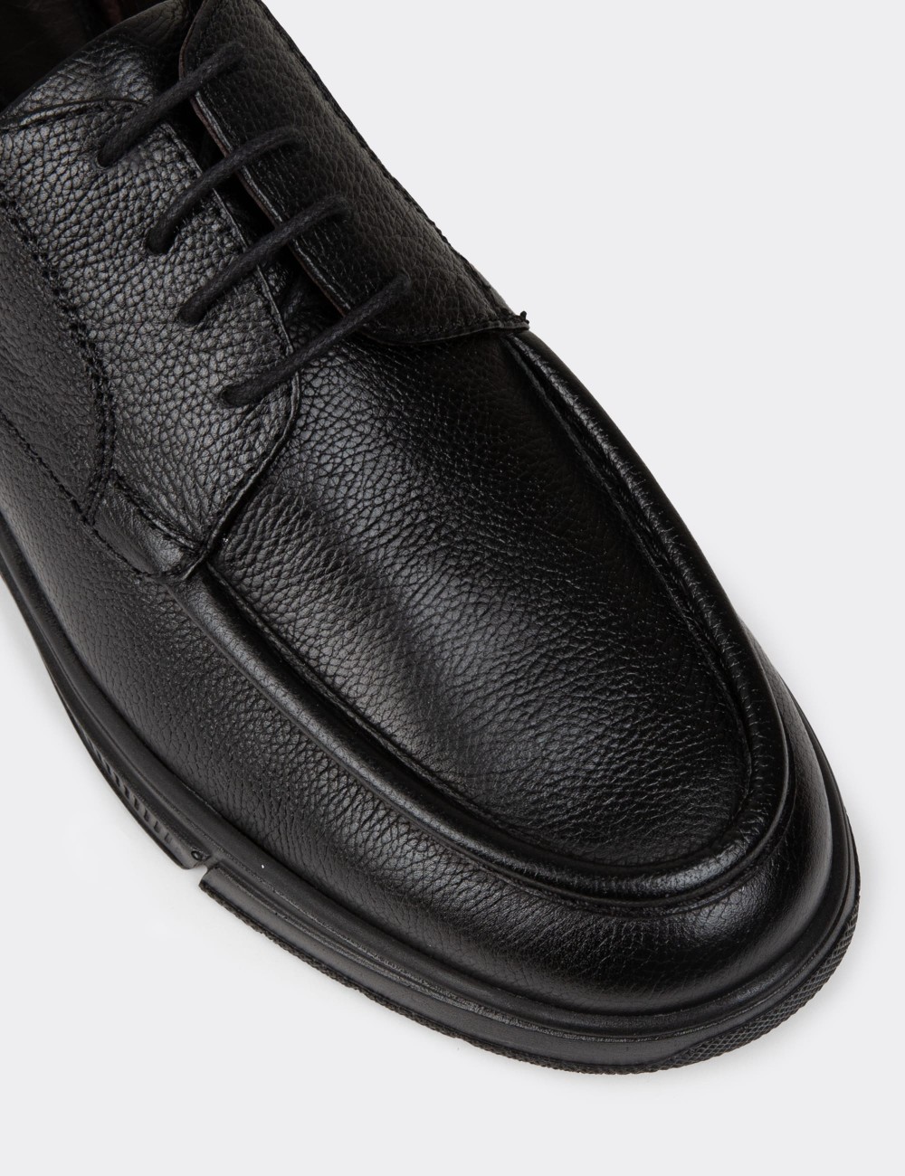 Men's Black Leather Lace-up Footwear - 01998MSYHC01