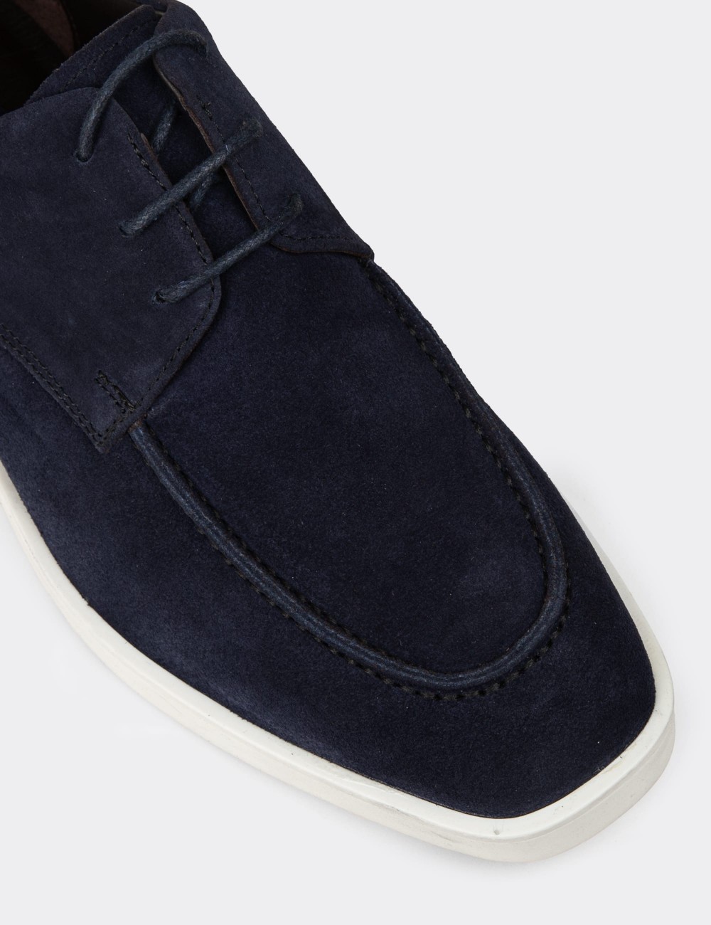 Men's Navy Suede Leather Lace-Up Footwear - 01996MLCVC01