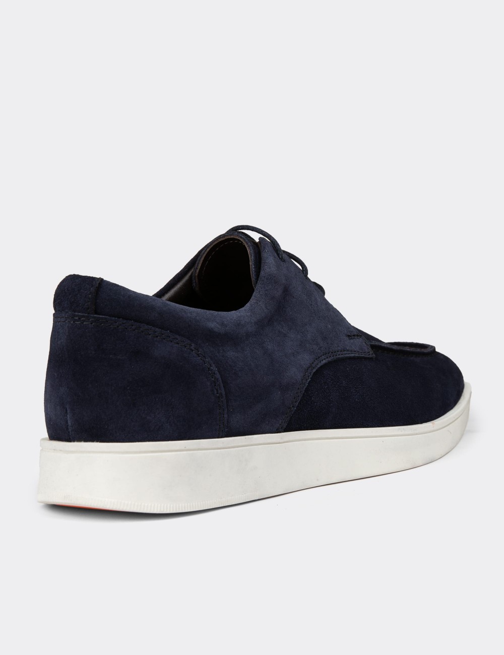 Men's Navy Suede Leather Lace-Up Footwear - 01996MLCVC01