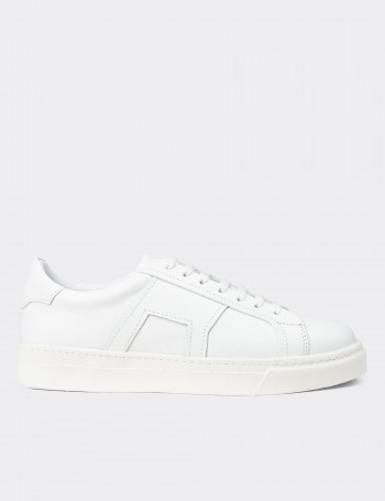 Men's White Leather Sneakers