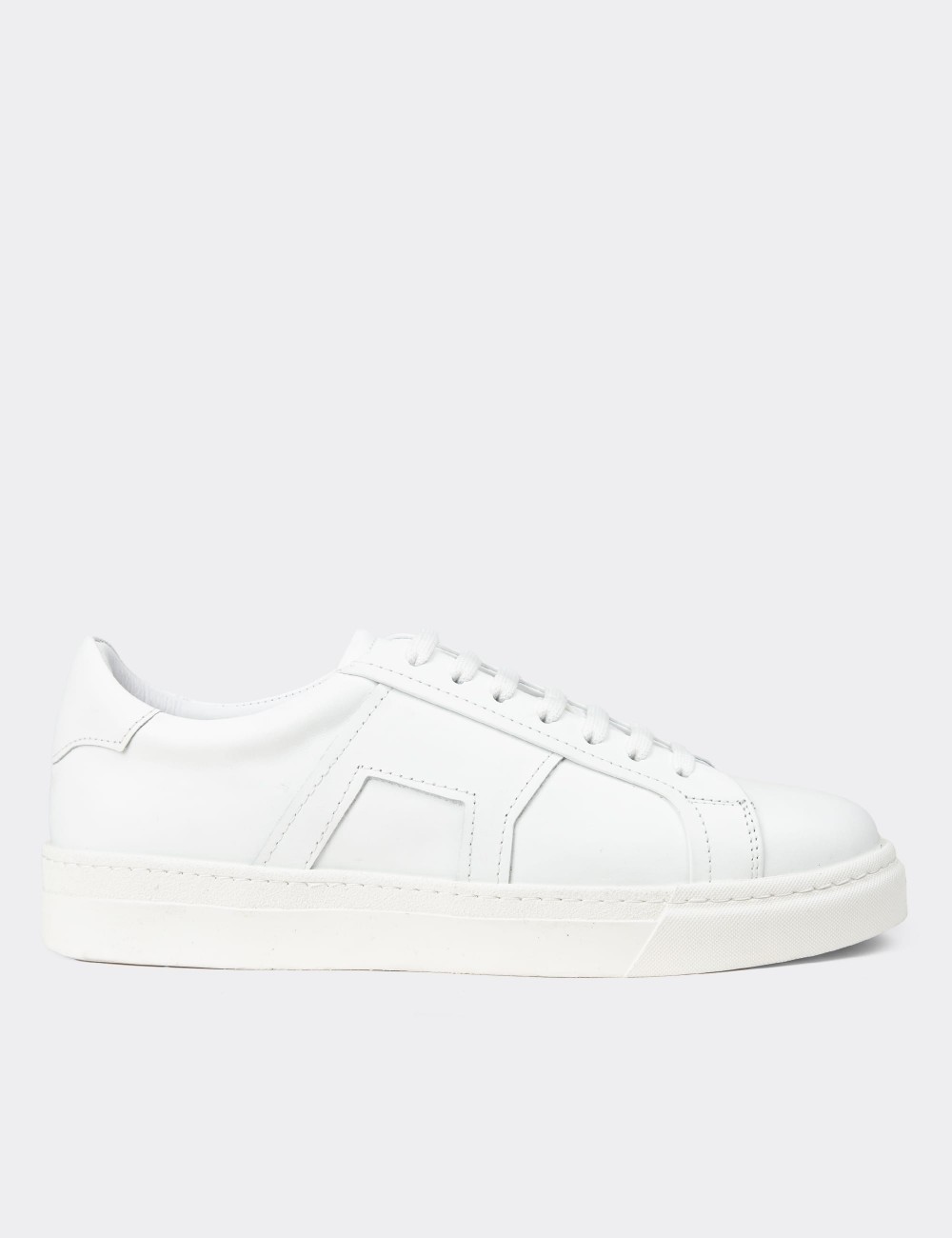 Men's White Leather Sneakers - 02002MBYZC01