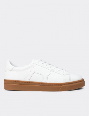 Men's White Leather Sneakers