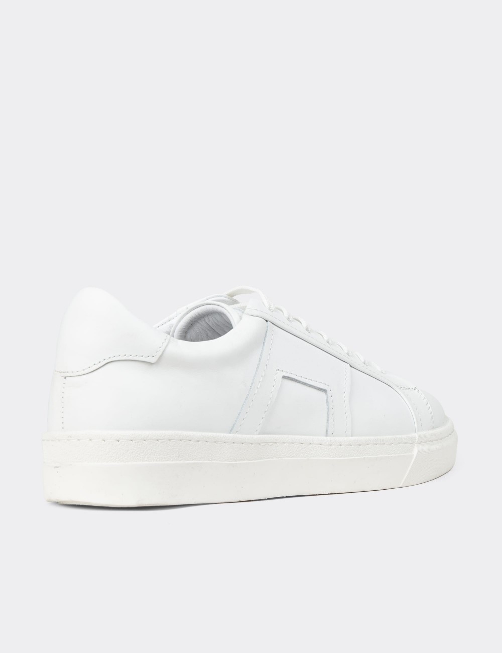 Men's White Leather Sneakers - 02002MBYZC01